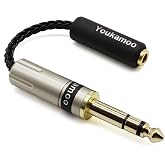 Youkamoo 1/4" 6.35mm to 4.4mm Female Adapter Cable | Headphone Adapter, Silver Plated Copper 8 Core Braided, Single-Ended to Balanced, For DAP DAC AMP, 5cm Short Cable