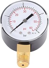 Hilitand Pressure Gauge 0-60psi 0-4bar 1/4" NPT Bottom Mount Metal Case