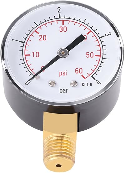 Hilitand Pressure Gauge 0-60psi 0-4bar 1/4" NPT Bottom Mount Metal Case