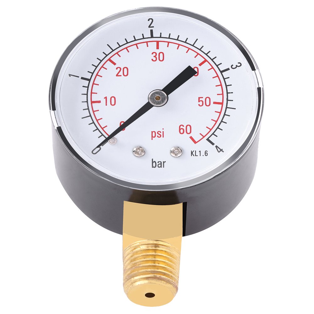 Hilitand Pressure Gauge 0-4bar / 0-60psi NPT, 1/4" NPT Bottom Mount