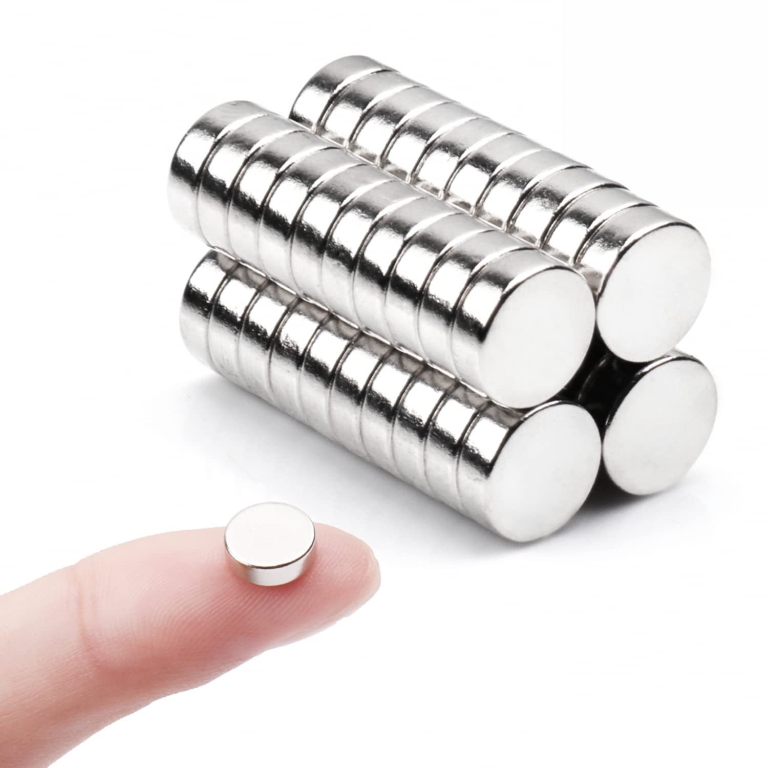 Deryun 40Pcs 8×2.7MM Small Magnets,Round Refrigerator Magnets, Small Cylinder Fridge Magnets, Office Magnets, Whiteboard Magnets, Durable Little Miniature Tiny Mini Magnets for Crafts