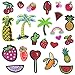 24 Pcs Embroidered Sew Iron On Applique Patches Solid Mixed Watermelon Cherry Pineapple Cactus Ice Cream Fruit Milk Banana Cocktail Cactus Shaped