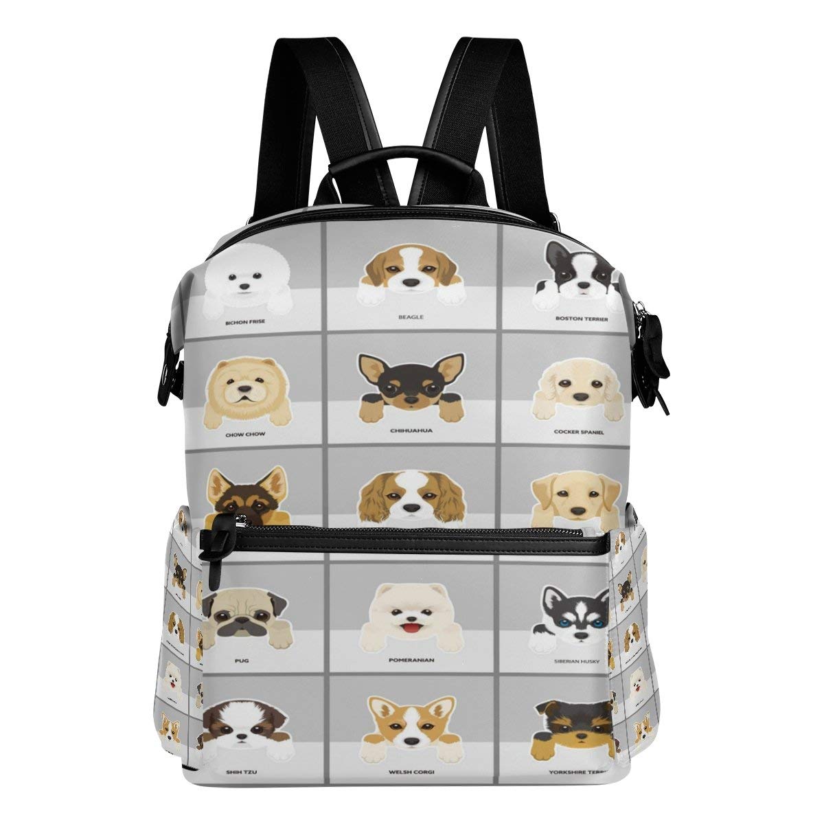 Funny Pug Puppy Dog Polyester Backpack Purse School Travel Bag Amazon