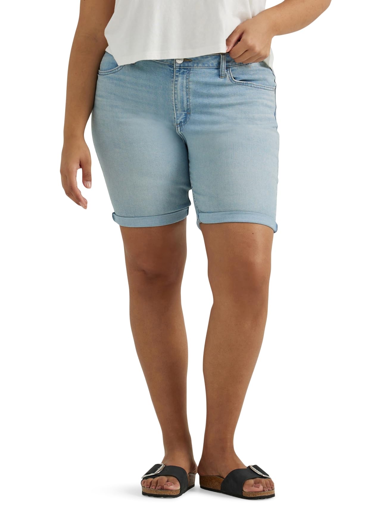 Lee Women’s Size Legendary Rolled Denim Bermuda Short, Burning Bright, 14 Plus