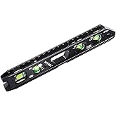 BETHEL 9 Inch Magnetic Torpedo Level with 4 Bubble Vials, V-Groove & Magnetic Rails, Black Aluminum Alloy Construction
