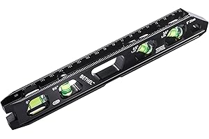 BETHEL 9 Inch Magnetic Torpedo Level with 4 Bubble Vials, V-Groove & Magnetic Rails, Black Aluminum Alloy Construction