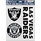 NFL Oakland Raiders Decal Multi Use Fan 3 Pack, Team Colors, One Size