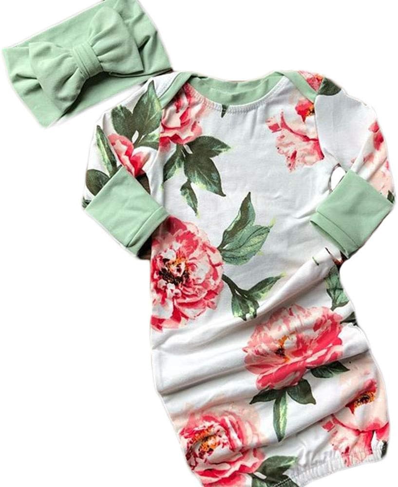 Newborn Baby Girl Boys Sleeping Gown Coming Home Outfit Floral Sleeping Bag 3 6 9 12 18 24M
