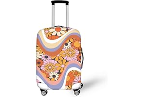 Dremagia Swirl Hippie Flowers Baggage Covers for 26-29 Inch Suitcase Washable Non Slip Suitcase Cover Colorful Flower Luggage Cover Decoration for Women Girl, Suitcase Protector for Travel Luggage