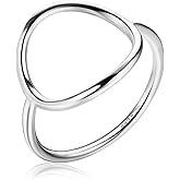 MILACOLATO 925 Sterling Silver Ring for Women 18K White Gold Plated Open Circle Karma Rings Polished Fashion Simple Plain Stackable Statement Promise Rings Comfort Fit Size 5-9