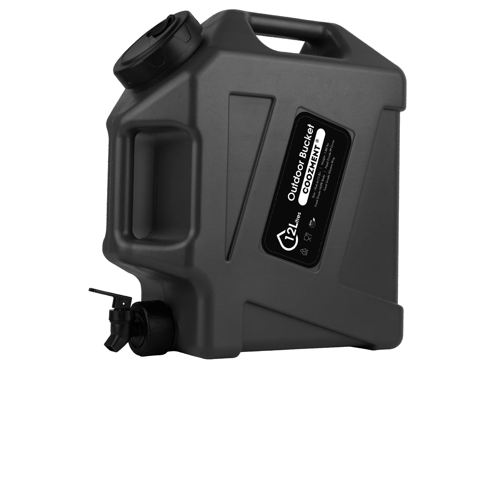 Photo 1 of **USED - MINOR DAMAGE**
COOZMENT 3.2 Gallon Portable Water Containers with Spigot, BPA Free Black Water Tank, Multifunction Storage for Camping, Hiking, Emergency