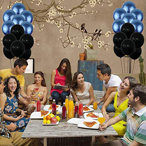 40th-Birthday-Decorations40-Birthday-Balloons-Party-Supplies-Happy-Birthday-Banner-Latex-Balloons-Foil-Star-Balloons-Blue-Black-81PCS