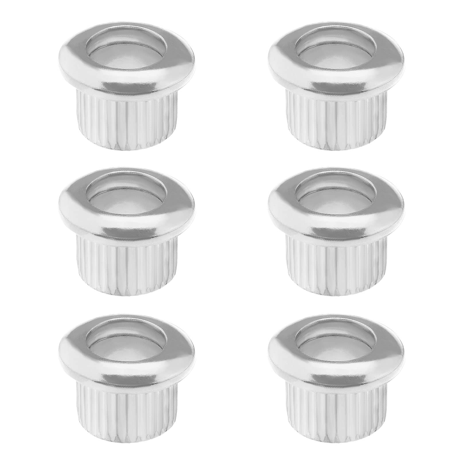 EMSea 6PCS Guitar String Ferrules Tuners Conversion Bushings Through Body Mounts String Caps for Electric Guitar Musical Instruments Accessories Silver