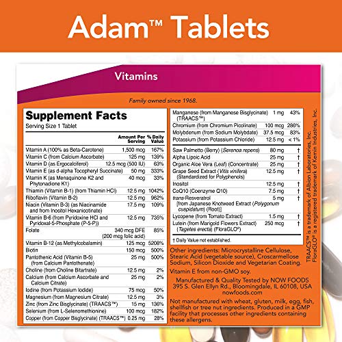NOW Supplements, ADAM™ Men's Multivitamin with Saw Palmetto, Lycopene