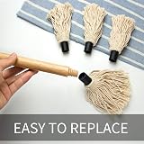 YFWOOD 18 Inch Barbecue Basting Mop with 3 Replacement Heads Wooden Handle view 3