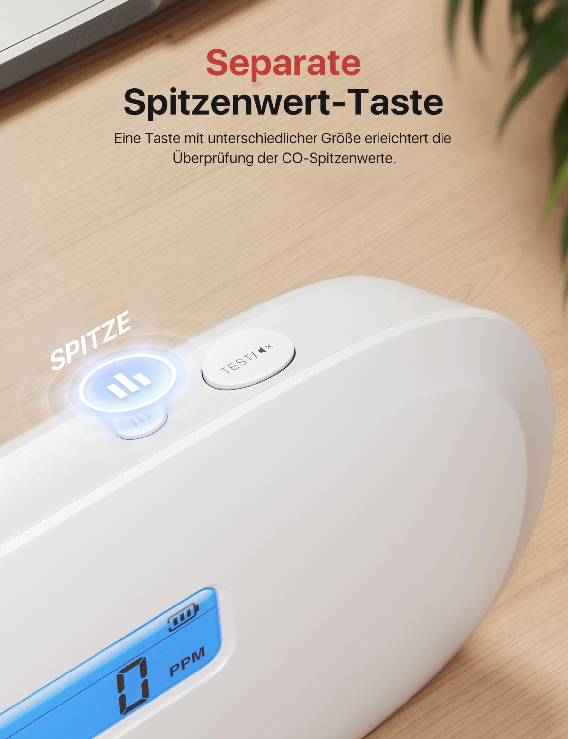 X-Sense Kohlenmonoxid Melder, TÜV Rheinland Zertifiziert, 10 Jahre Sensor, CO Melder mit austauschbarer Batterie und digitalem Display, Kohlenmonoxid-Melder mit Testknopf, XC0C-SR 6