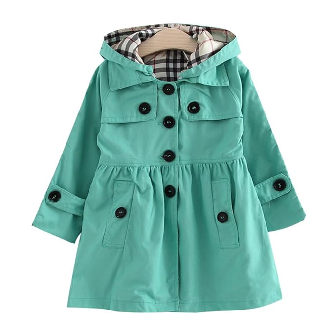 Free Fisher Kinder Mädchen Basic Trenchcoat mit abnehmbare Kapuze