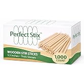 Perfect Stix Premium Wooden Coffee Stirrer Sticks, Thick Birch Wood 1000 Count, 5.5" Inches. Eco-Friendly Wooden Stirrers (5.5Inches / 1000PC)