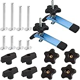 POWERTEC 72250 T-Track Hold Down Clamp, 5-1/2" L x 1-1/8" W, 2 Pack, and T Track Knob Kit w/Threaded Knobs and 5/16"-18 T Tra