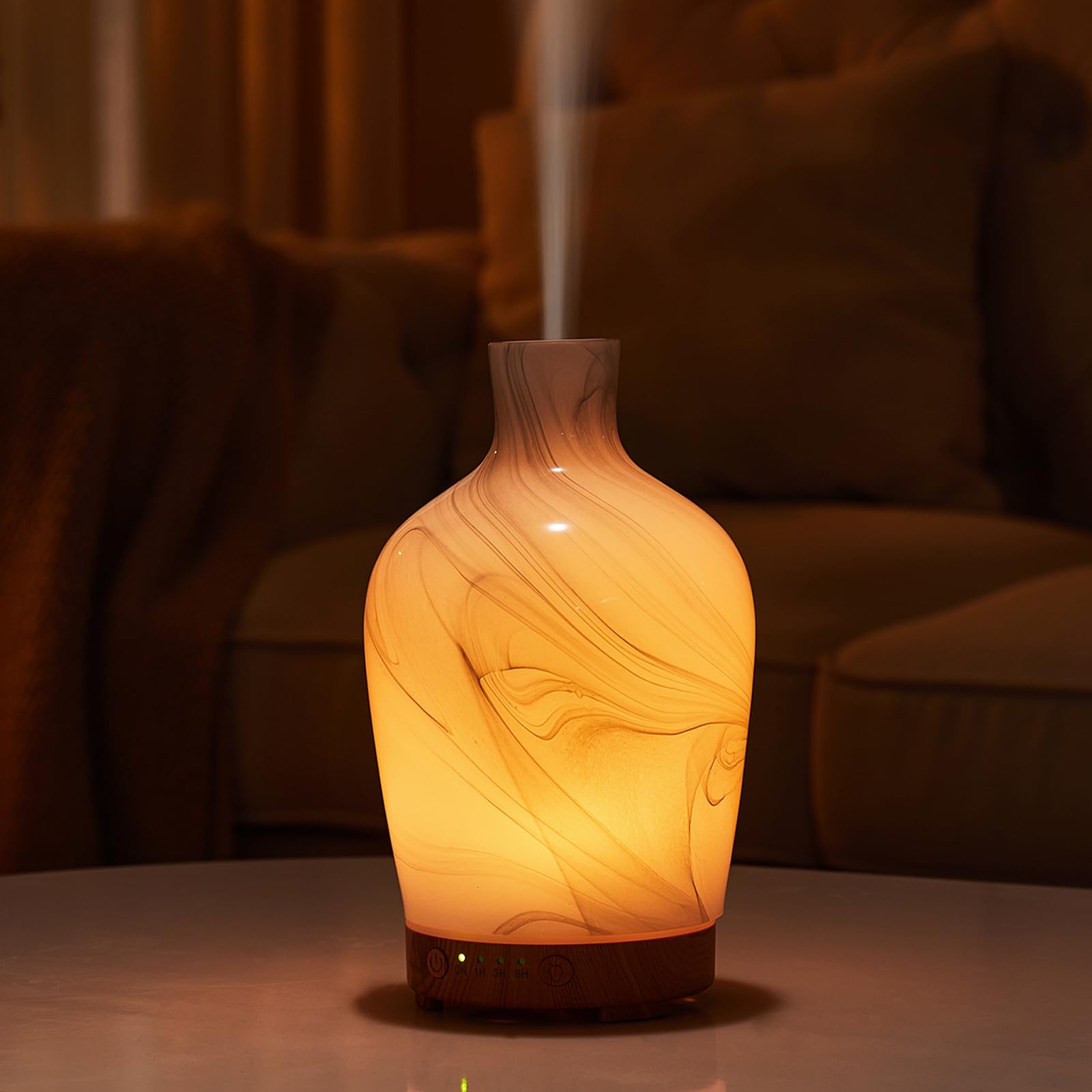 Photo 1 of Classical Vase Art Glass Aromatherapy Diffuser 160ml ultrasonic Cool Mist Scent Aroma Essential Oil Diffu er Humidifier with Intermittent Mist & LED 7 Colorful Changing Night Light for Bedroom