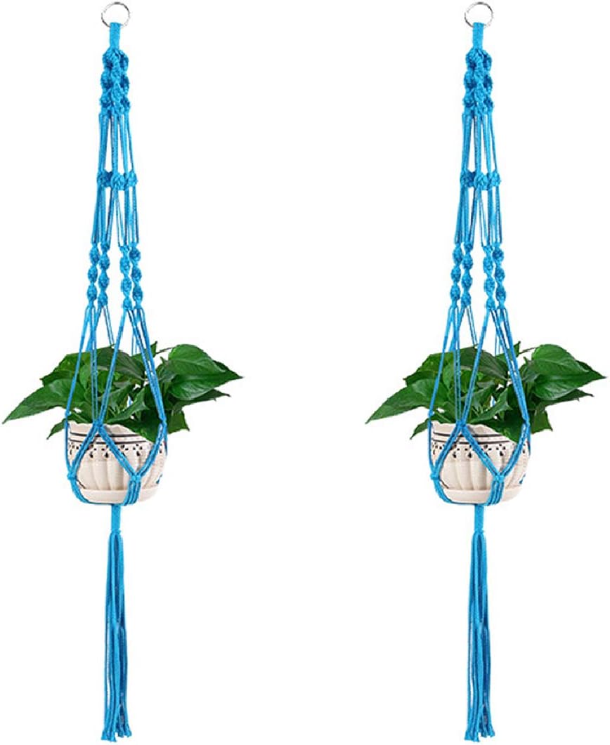 Supshopping Plant Hanger Indoor Small Macrame Succulent Flower Potted Hangers Holder for Hanging Round Square Planter Basket 41 inch Set 2 Blue
