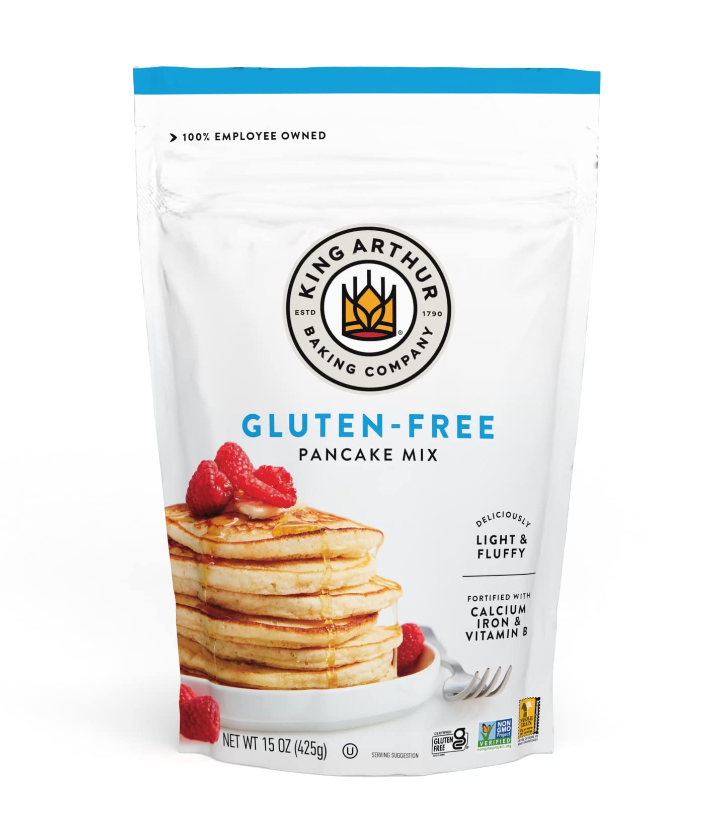 Photo 1 of **EXP N/A** King Arthur Gluten Free Classic Pancake Mix: Fluffy, Delicious Breakfast Delight - Non-GMO, Kosher Certified, 15 oz (Pack of 6) - Makes Perfect Pancakes and Waffles with 21g Whole Grains per Serving