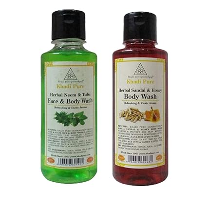 Khadi Pure Neem Tulsi & Sandal Honey Body Wash, 210 ml (Pack of 2)