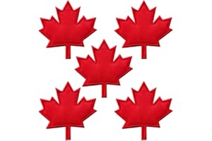 5 PCS Die Cut Canada Flag Iron on Sew on Patches, Canadian Glue Back Tags Embroidered Applique Clothes Accessories Patch, DIY