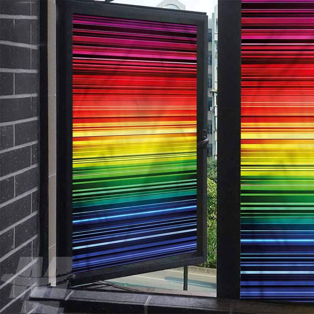 alisoso Bathroom Window Film Abstract Rainbow Stripes Neon
