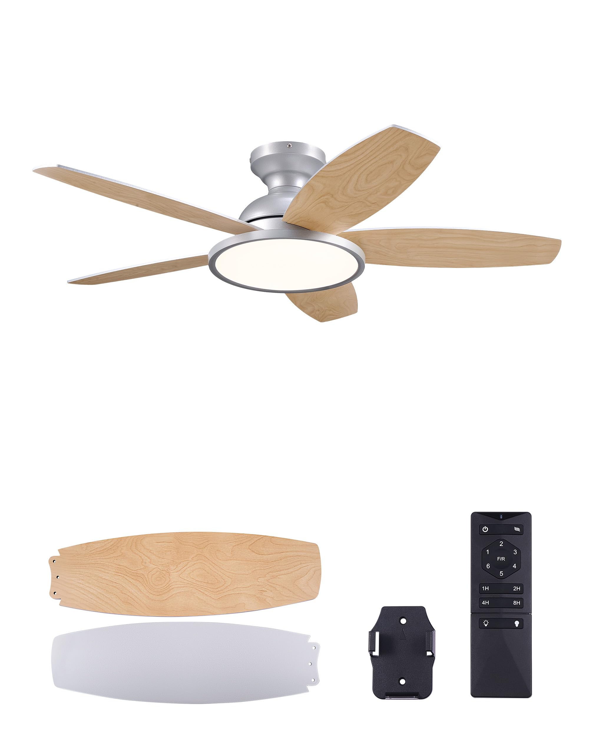 Photo 1 of VONLUCE Ceiling Fans with Lights, 42 Inch Ceiling Fan and Remote, Full-spectrum LED Light, 3CCT, 6-Speeds Noiseless Reversible DC Motor, Modern Flush Mount Ceiling Fan for Farmhouse Bedroom Indoor