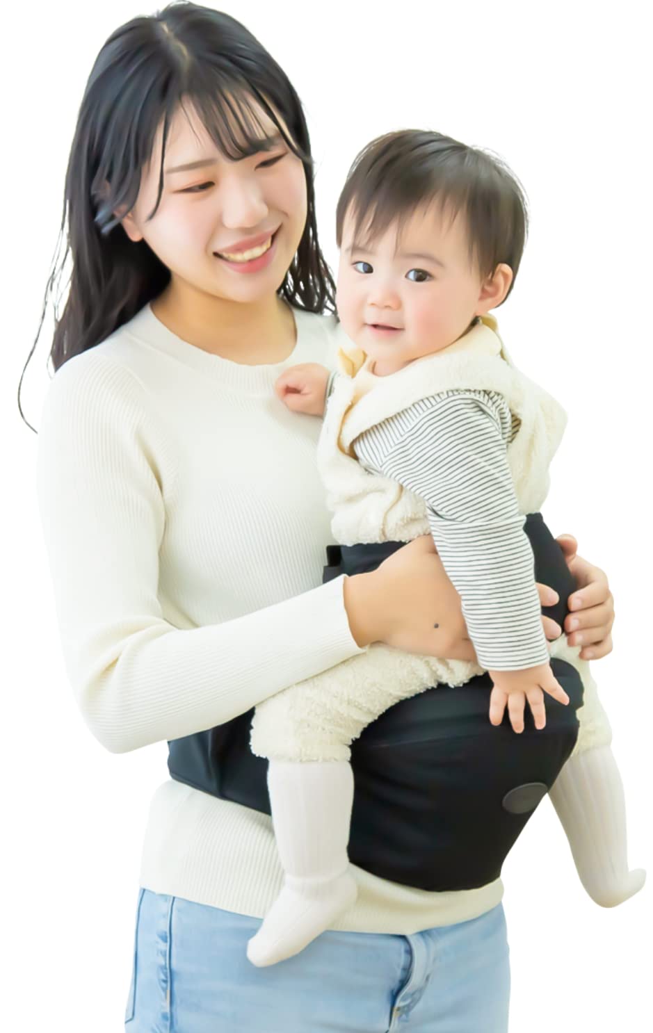 ヒップシート 抱っこ紐 【保育士&小児科医W推薦】 補助ベルト有り ベビーシート 収納 ベビーキャリア 赤ちゃん 20kg メッシュ蒸れ対策 軽量 コンパクト ラウチェ 日本語説明書付き (D.ブラック)商品画像