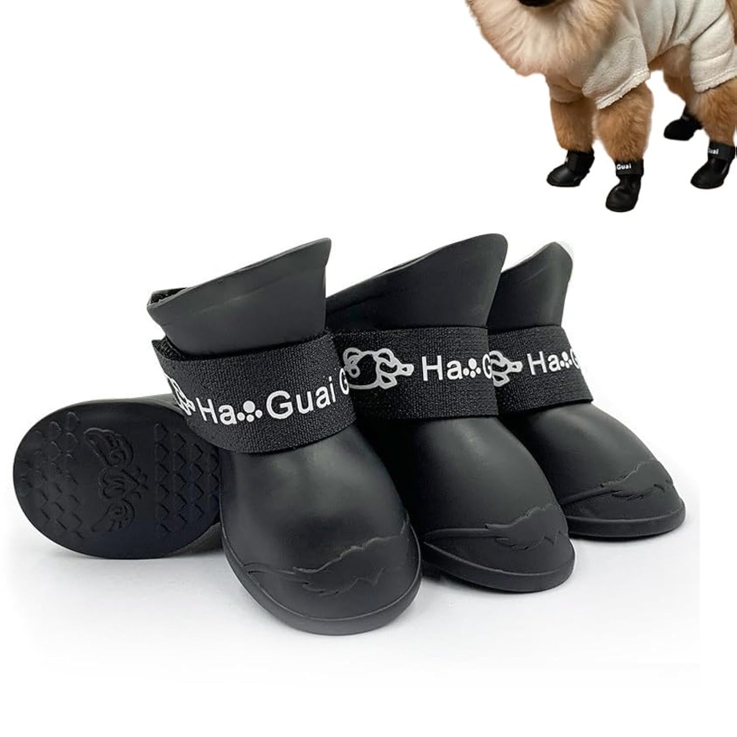 Cdycam Puppy Dogs Candy Colors Anti-Slip Waterproof Rubber Rain Shoes Boots Paws Cover (Black, Medium)