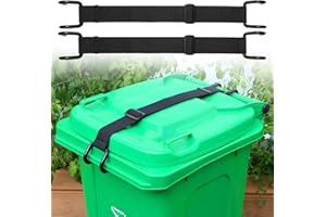 QUFA Metal Non-Slip Double Claw Trash Can Lid Lock, Adjustable Animal-Proof & Windproof Garbage Can Lock, Universal Fit for 28-96 Gallon Outdoor Bins 2-pack