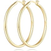 Aidomiya Gold Hoop Earrings for Women 14K Gold Hoop Earrings for Women Earring for Womens Hoops Understated Elegance with Smooth Lines Hoops Earring for Womens 20/25/30/40mm