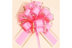 HQJAXJ 6PCS Pull Bows for Gift Wrapping,Pink Gift Bows,for gift basket,gift bag box packaging decoration, Christmas,Valentine's Day,birthday,anniversary,wedding,flower shop packaging (pink)