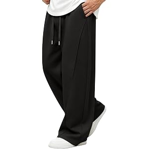Hardaddy Mens Baggy Sweatpants Wide Leg Joggers Lounge Pants Open Bottom | Drawstring Waist,3 Pockets,Cotton Loose Workout At