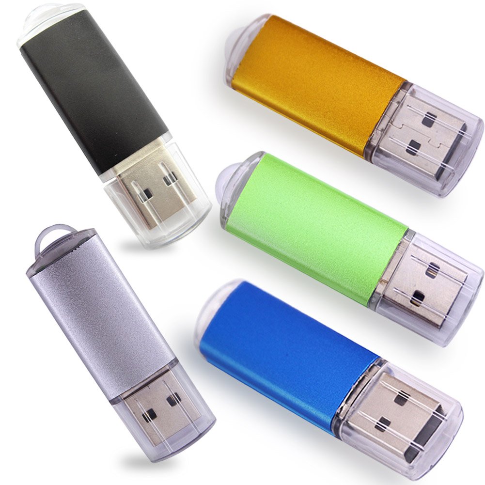 Ebamaz 2GB 5PCS USB Flash Drives 2.0 Metal Key Memory Thumb Pendrives Stick with Mixture Colors
