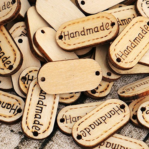 NUOMI Wooden Handmade Tags Personalized Labels 300 Pieces Oval Wood Gift Tags with 2 Holes for Crafts Hanging/Sewing Embellishments - Thumbnail 5