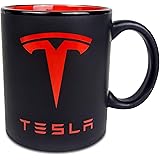 TESLA Coffee Mug - Matte Black, Red Logo Both Sides & Interior (11 oz) Best Tesla Gifts For Men, Women, Boyfriend, Boss, Dad,