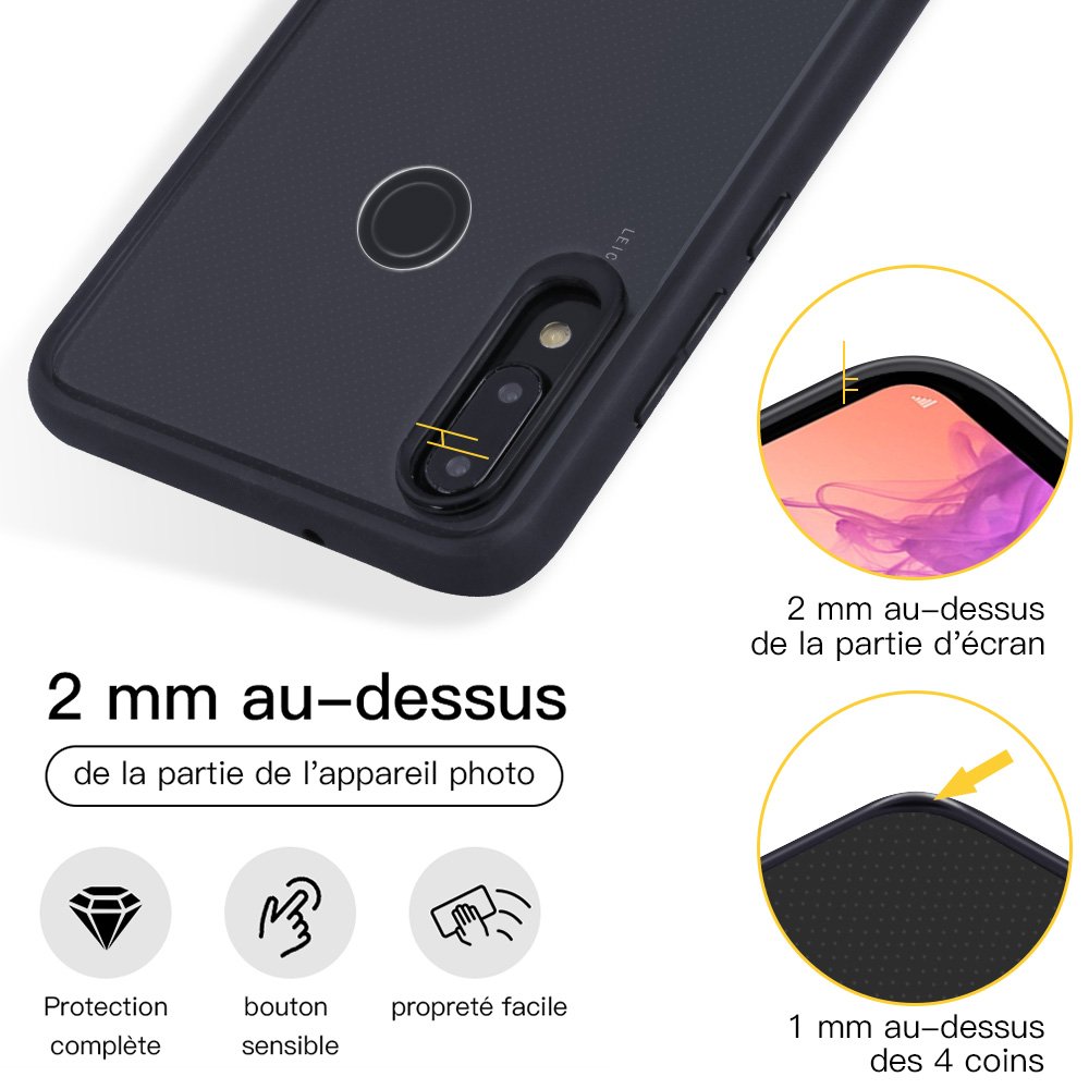 JASBON Coque Huawei P20 lite Coque Transparente Housse Ultra fine Étui Anti-rayure Protection Case pour Huawei P20 lite – Noir
