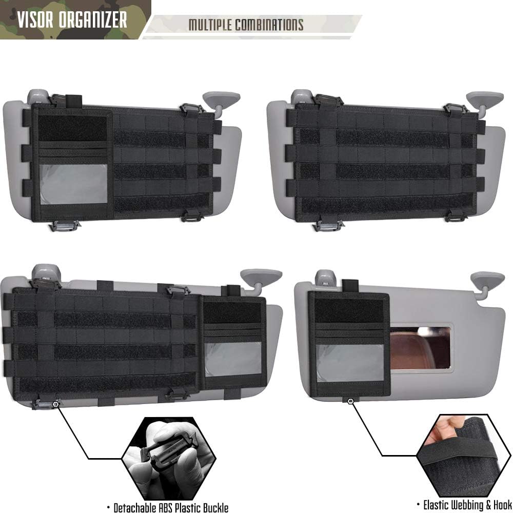 WYNEX Molle Visor Panel Organizer Tactical Car Sun Visor Cover Molle