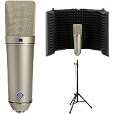 Neumann U 87 Ai Condenser Microphone (Nickel) Bundle with Reflection Filter &amp; Tripod Mic Stand