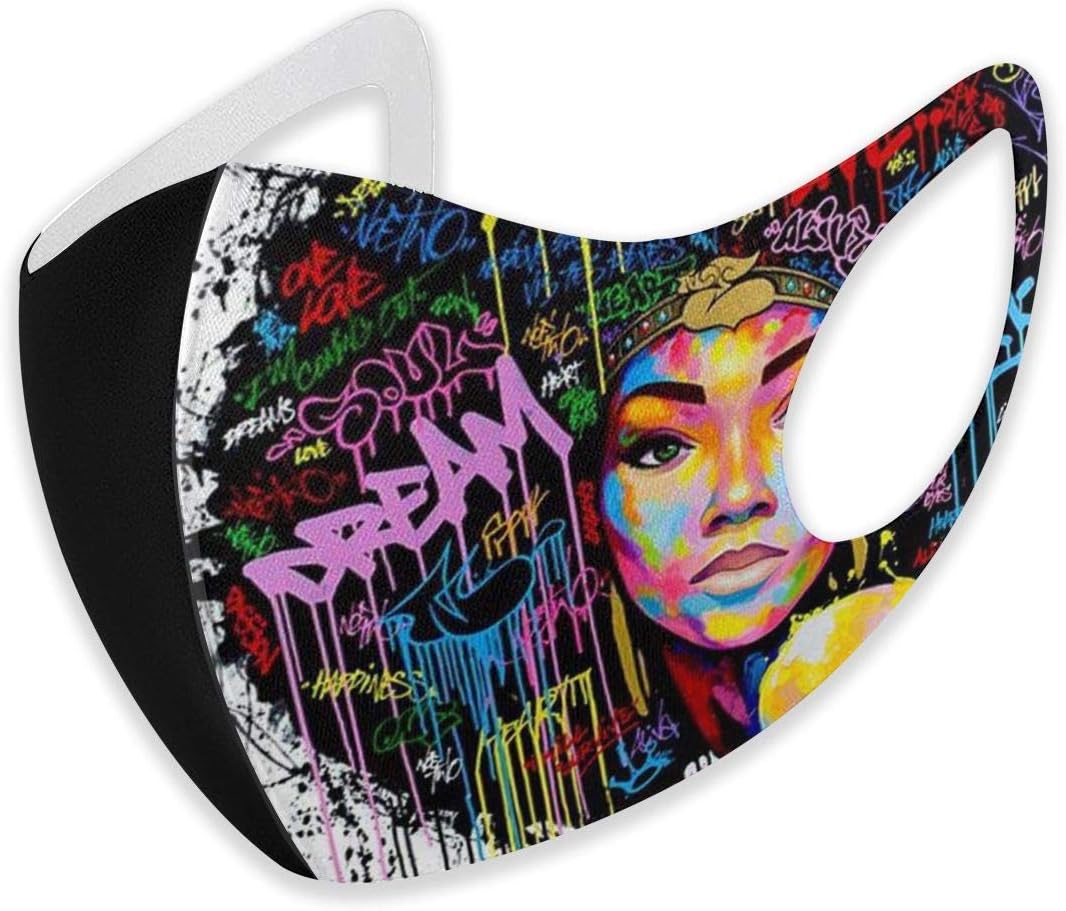 Women & Men Earloop Half Face Mouth Covers African American Dripping Anti-Dust Comfort Windproof Outdoor Mouth-Muffs for Kids Youth Boys Girls