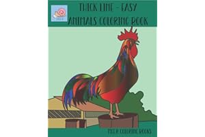 ADULT - EASY ANIMALS COLORING BOOK: 31 Thick Line Adult Coloring Book