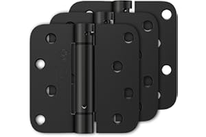 Luxbaro 3 Pack Self Closing Door Hinges 4 Inch, Matte Black Spring Loaded Hinges with 5/8'' Radius Corners, Adjustable Tension for Garage, Front Door, for Left and Right Hand Door, UL Listed
