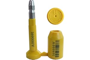 TamperSeals Group - ISO 17712 and C-TPAT Certified High Security Bolt Seals for Cargo Containers, Trucks, Railways, Wagons, and Trailers (100-Pack, Yellow, Unique Barcode, Model HSS-007)