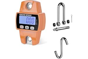 QUMOX 660lb Digital Hanging Scale with Cast Aluminum Case, Handheld 300Kg Mini Crane Scale with Hooks for Farm, Hunting, Fish