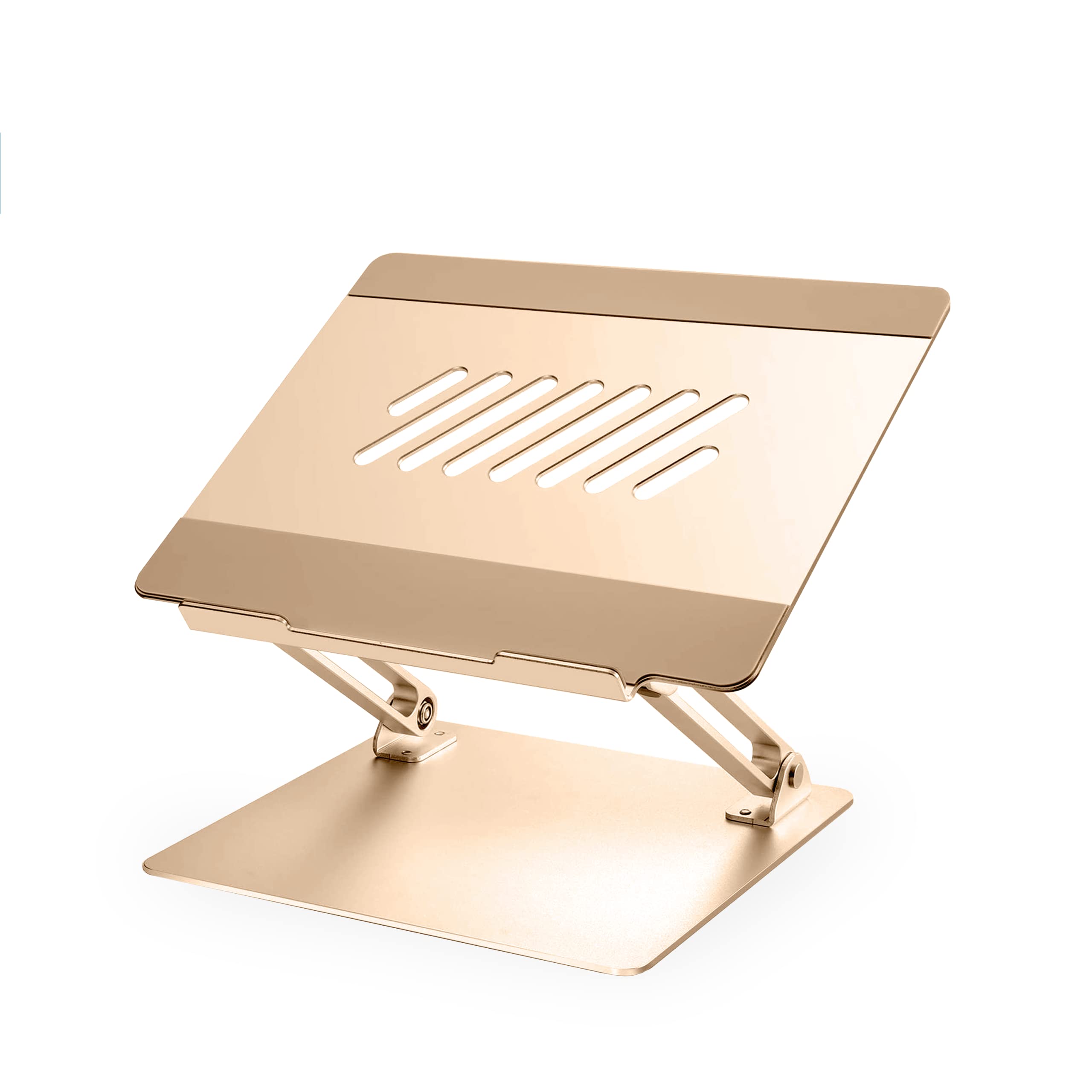 Consol Laptop Stand, Foldable Laptop Riser Adjustable Angle Aluminum Alloy Lightweight and Durable Laptop Stand Compatible with MacBook Pro/Surface Pro/HP (Gold)