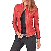 Aaron Craft Women's Lambskin Leather Bomber Biker Jacket