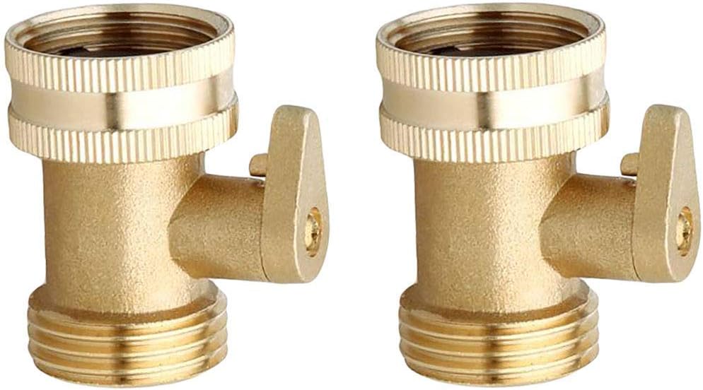 2Pcs Heavy Duty Brass Valves of Metal Garden Hose Connector with Shut Off Valve